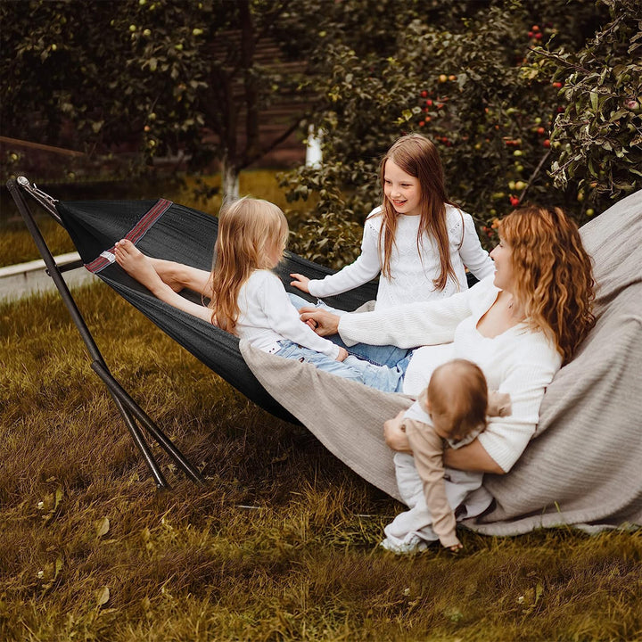 Tranquillo 106.5" Double Hammock w/Adjustable Stand & Bag, Black (Open Box)