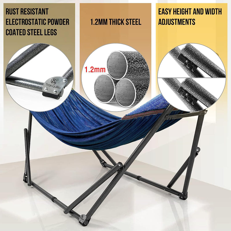 Tranquillo Universal 106.5" Double Hammock w/ Adjustable Stand & Bag (Open Box)