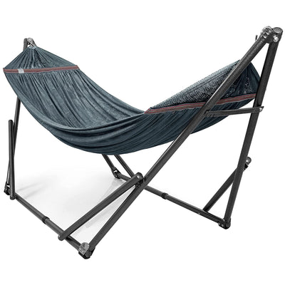 Tranquillo 106.5" Double Hammock with Adjustable Stand and Bag, Gray (Used) - VMInnovations