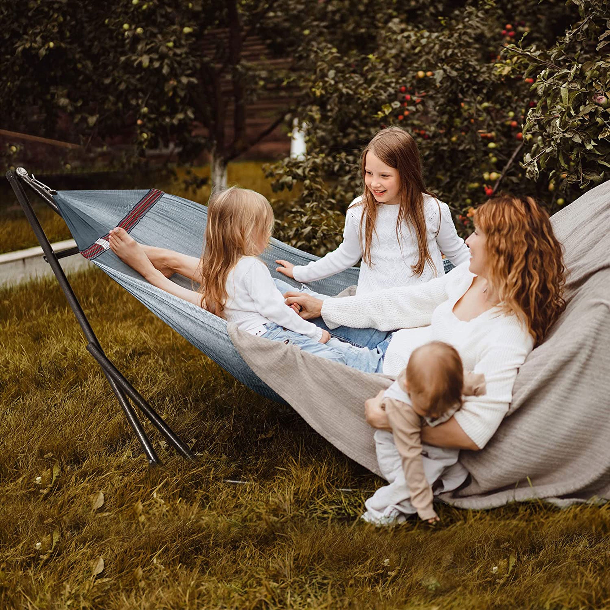Tranquillo 106.5" Double Hammock with Adjustable Stand and Bag, Gray (Used) - VMInnovations