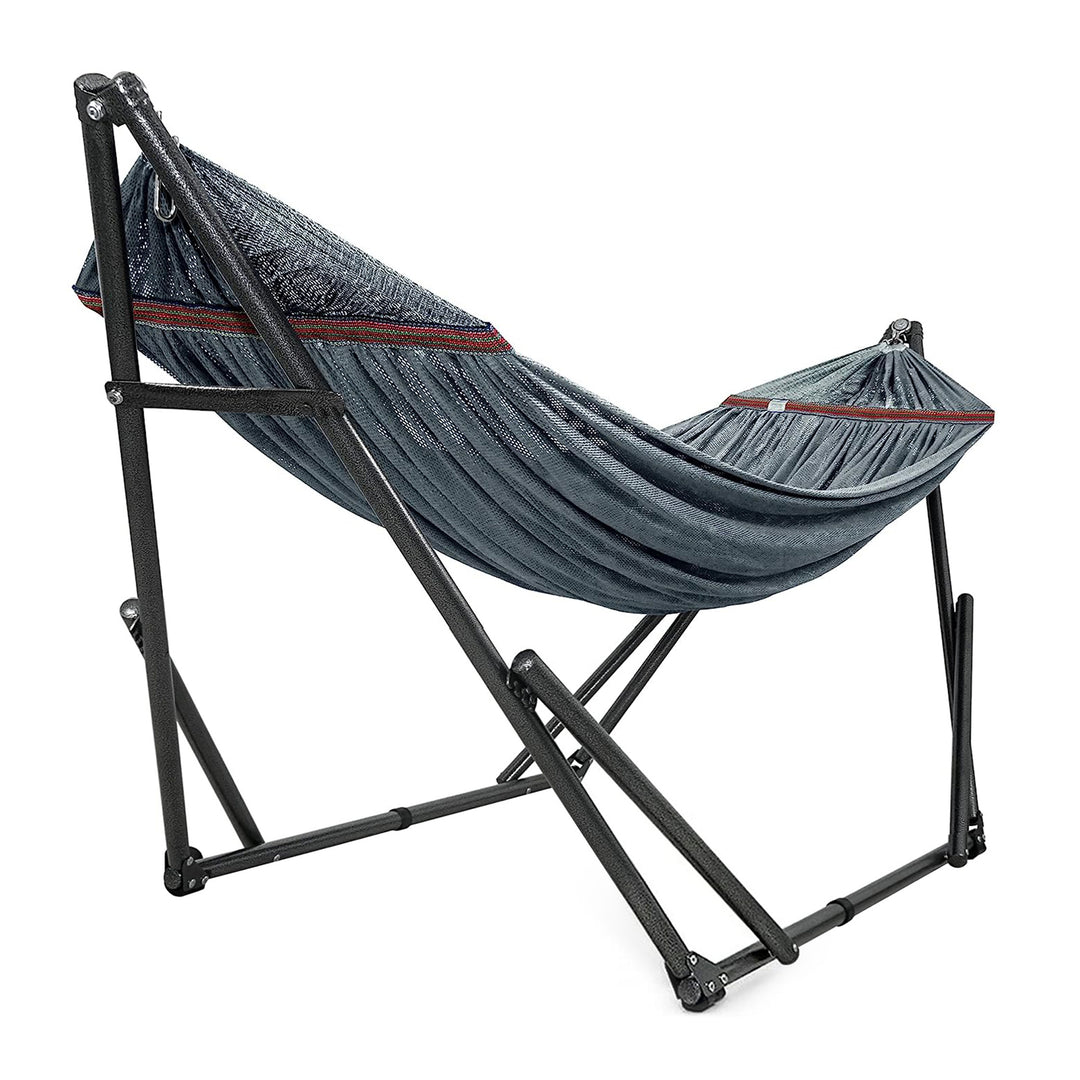 Tranquillo Universal 116" Double Hammock with Adjustable Stand and Bag, Gray