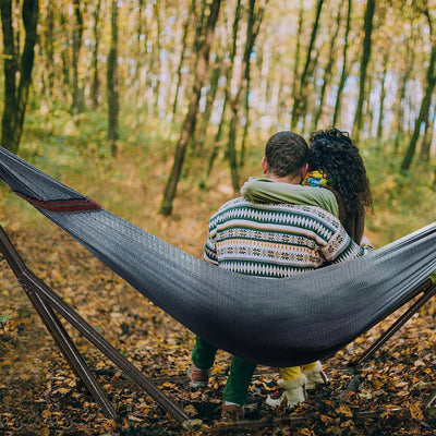 Tranquillo Universal 116" Double Hammock with Adjustable Stand & Bag, Gray(Used) - VMInnovations