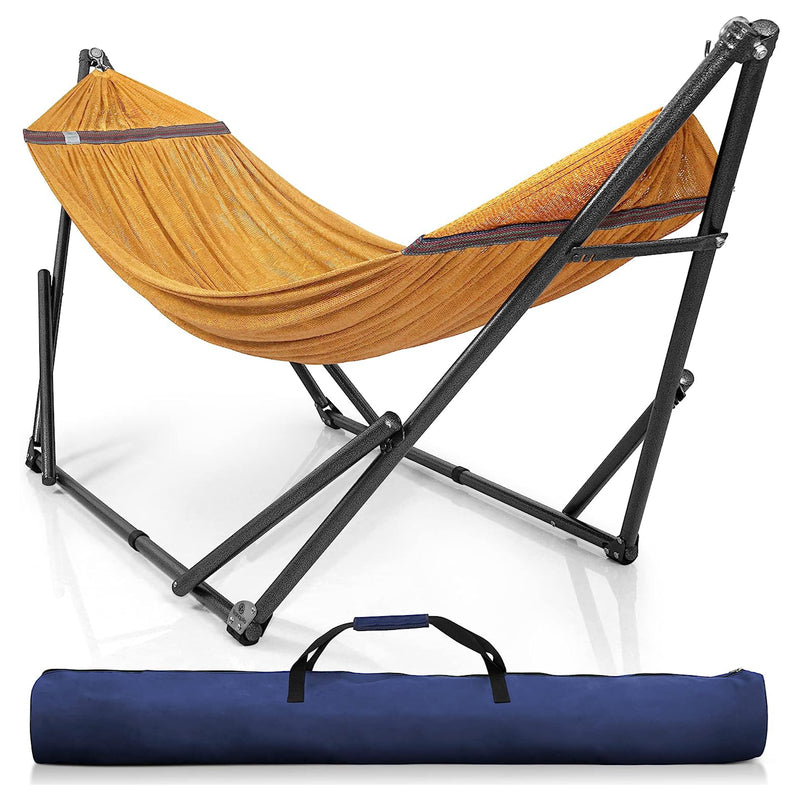 Tranquillo 106.5" Double Hammock with Adjustable Stand and Bag, Yellow(Open Box)