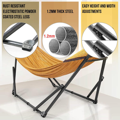 Tranquillo 106.5" Double Hammock w/Adjustable Stand & Bag, Yellow (For Parts) - VMInnovations