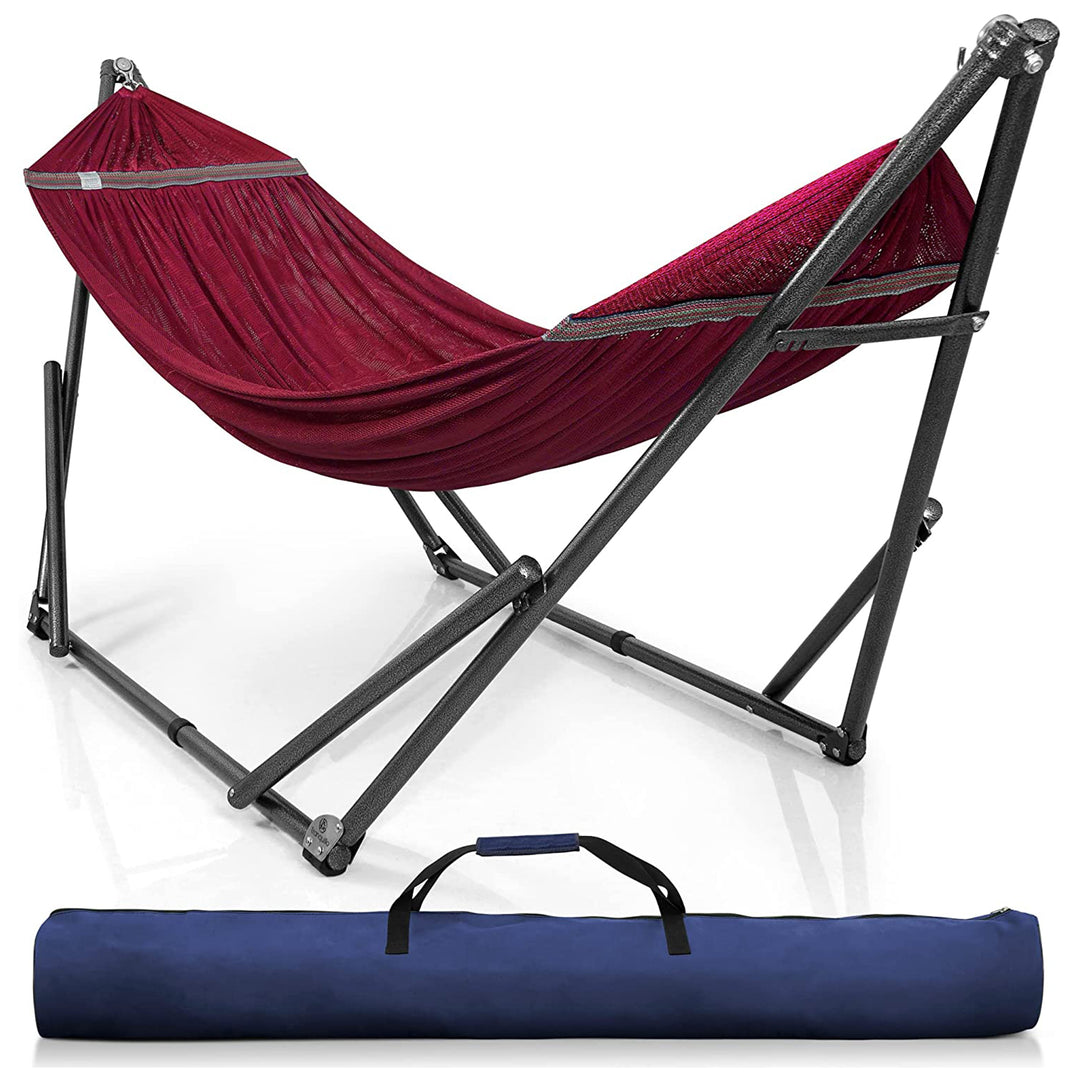 Tranquillo Universal 106.5" Double Hammock with Adjustable Stand and Bag, Red