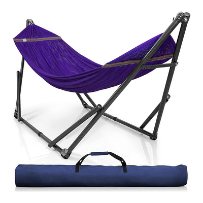 Tranquillo 106.5" Double Hammock with Adjustable Stand and Bag, Purple (Used) - VMInnovations