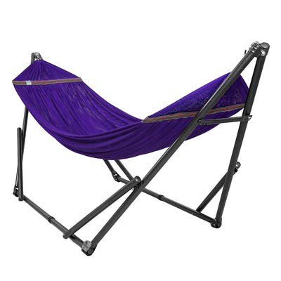 Tranquillo 106.5" Double Hammock with Adjustable Stand and Bag, Purple (Used) - VMInnovations