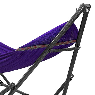 Tranquillo 106.5" Double Hammock with Adjustable Stand and Bag, Purple (Used) - VMInnovations