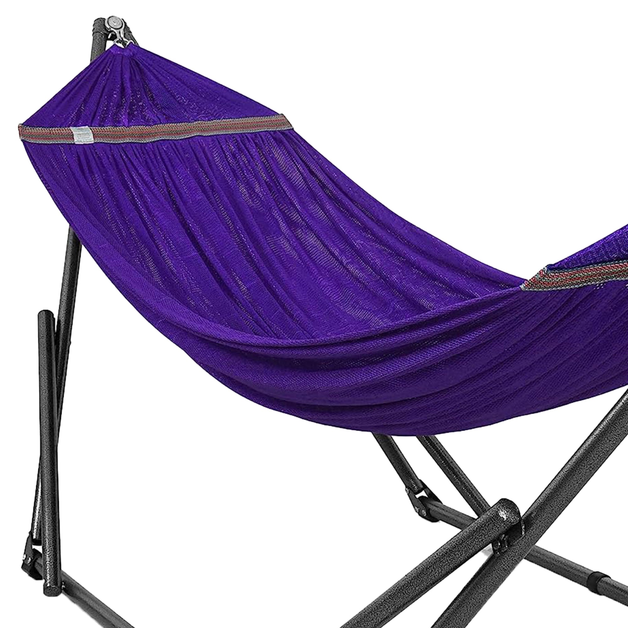 Tranquillo 106.5" Double Hammock with Adjustable Stand and Bag, Purple (Used) - VMInnovations