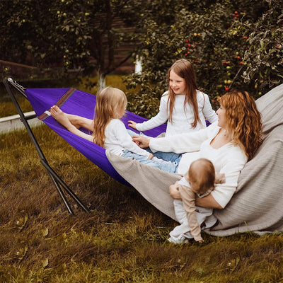Tranquillo 106.5" Double Hammock with Adjustable Stand and Bag, Purple (Used) - VMInnovations