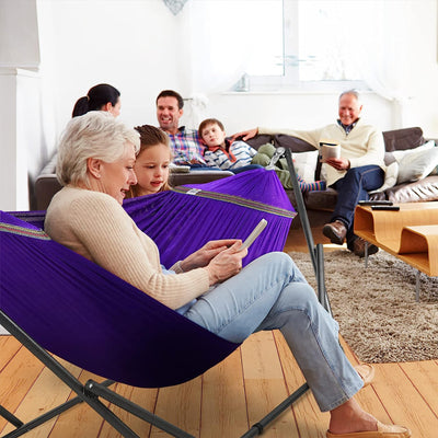 Tranquillo 106.5" Double Hammock with Adjustable Stand and Bag, Purple (Used) - VMInnovations