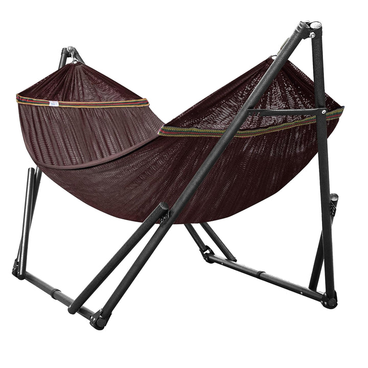 Tranquillo Universal 116" Double Hammock with Adjustable Stand and Bag, Brown