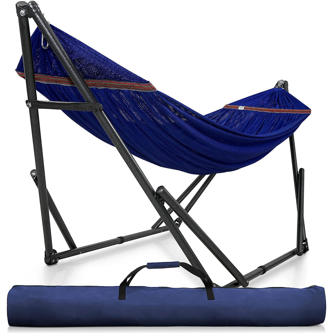 Tranquillo Universal 116" Double Hammock with Adjustable Stand and Bag, Blue