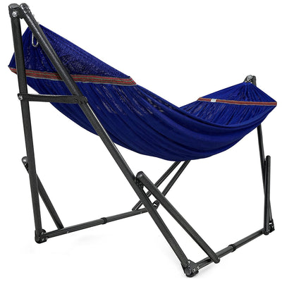 Tranquillo 116" Double Hammock with Adjustable Stand and Bag, Blue (Open Box) - VMInnovations