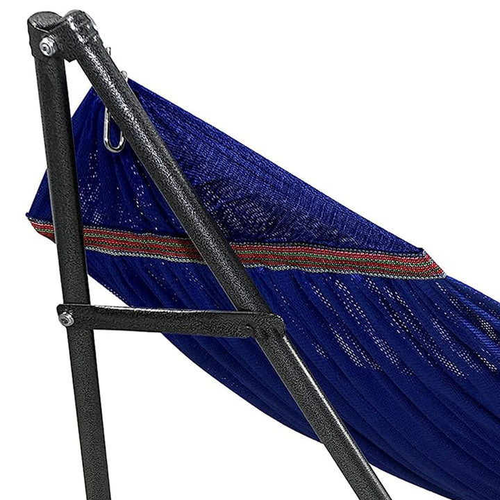 Tranquillo 116" Double Hammock with Adjustable Stand and Bag, Blue (Open Box)