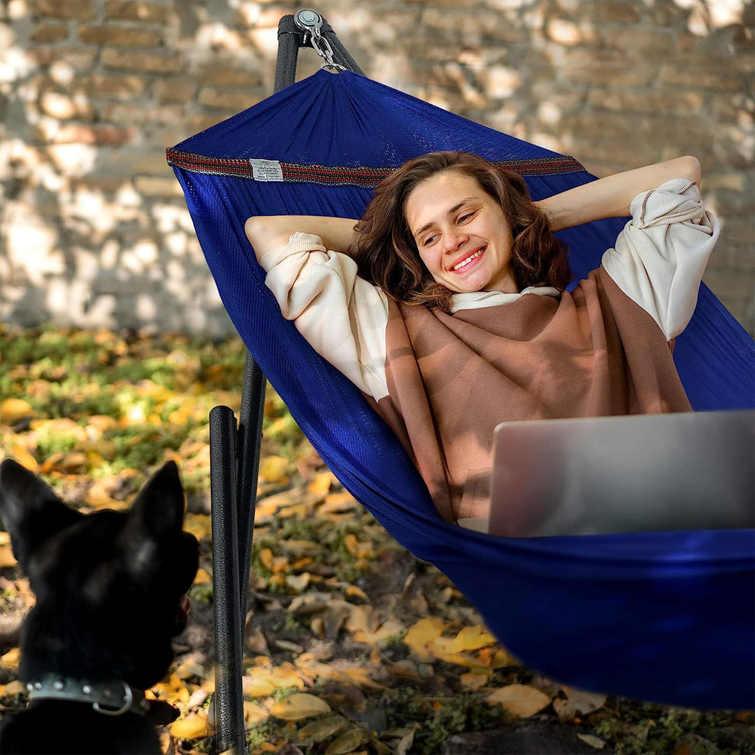 Tranquillo  116" Double Hammock w/Adjustable Stand & Bag, Blue (For Parts)