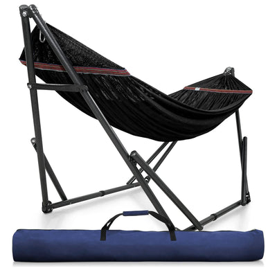 Tranquillo116" Double Hammock w/Adjustable Stand & Bag, Black (Open Box)