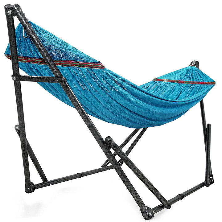 Tranquillo Universal 116" Double Hammock with Adjustable Stand and Bag, Sky Blue