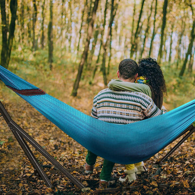 Tranquillo Universal Double Hammock w/Adjustable Stand & Bag, Sky Blue(Open Box) - VMInnovations
