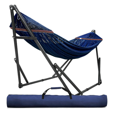 Tranquillo 116" Double Hammock with Adjustable Stand and Bag, Aegean (Used) - VMInnovations