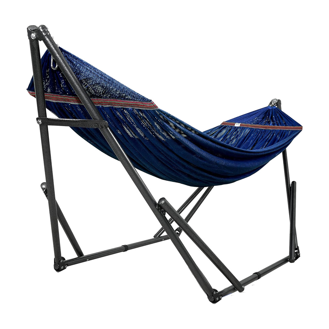 Tranquillo Universal 116" Double Hammock with Adjustable Stand and Bag, Aegean