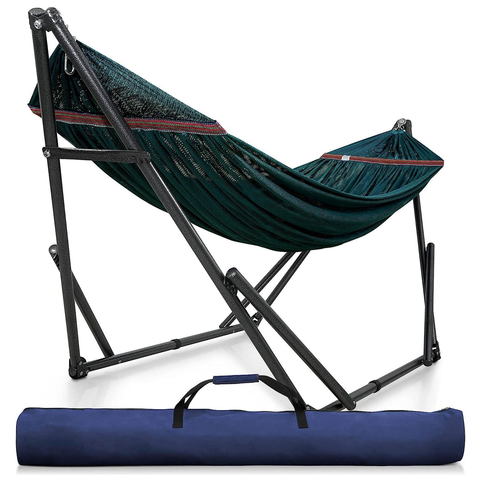 Tranquillo Universal 116" Double Hammock with Adjustable Stand and Bag, Peacock - VMInnovations