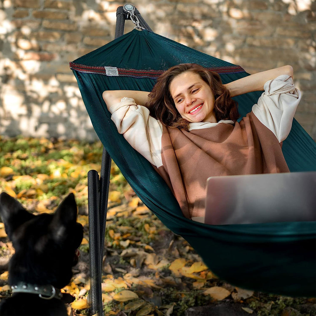 Tranquillo 116" Double Hammock with Adjustable Stand and Bag, Peacock (Used)