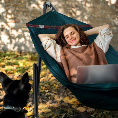 Tranquillo 116" Double Hammock with Adjustable Stand and Bag, Peacock(For Parts) - VMInnovations