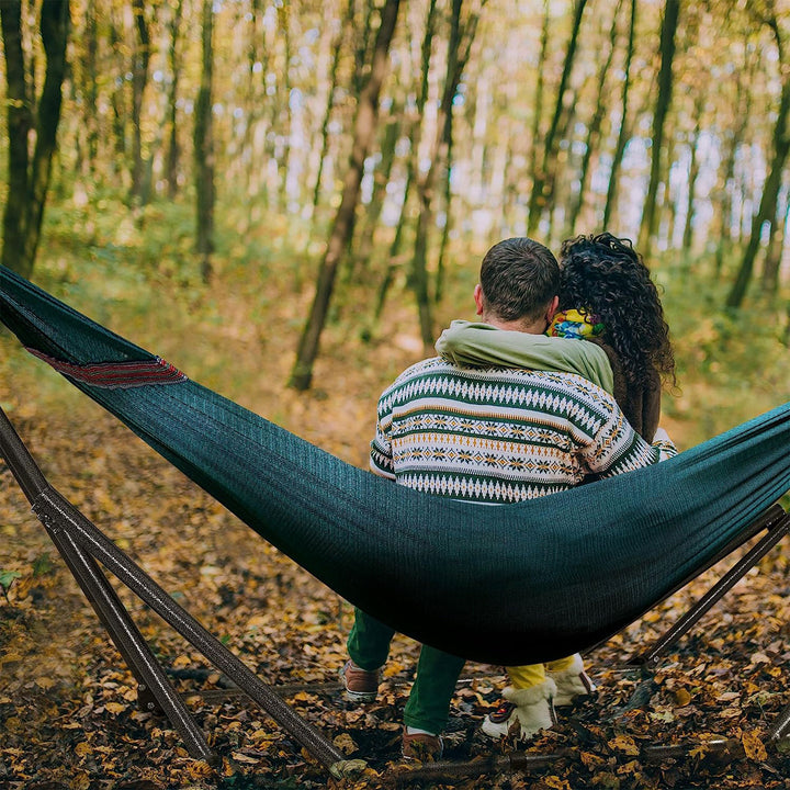 Tranquillo Universal 116" Double Hammock with Adjustable Stand and Bag, Peacock