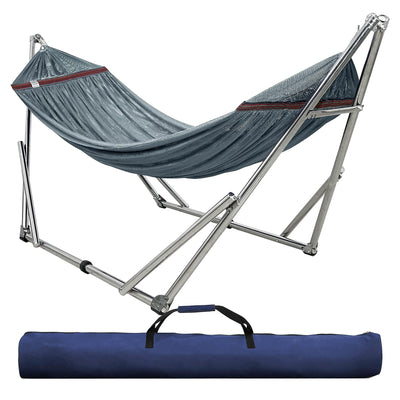 Tranquillo 106" Double Hammock with Adjustable Stand and Bag, Grey (Used)