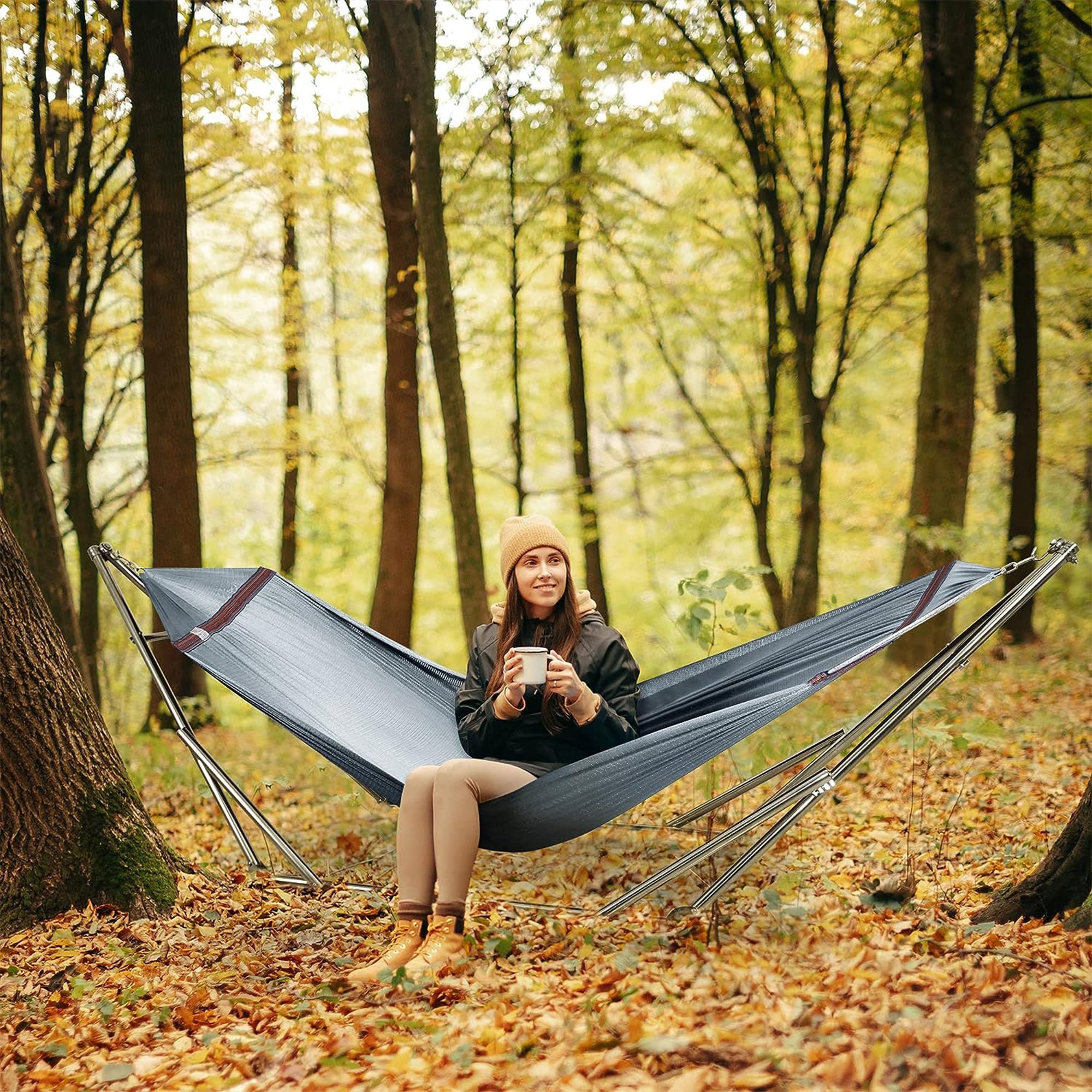 Tranquillo Universal 106" Double Hammock with Adjustable Stand, Grey (For Parts) - VMInnovations