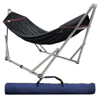 Tranquillo 106" Double Hammock with Adjustable Stand and Bag, Black (Used)