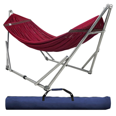 Tranquillo Universal 106" Double Hammock with Adjustable Stand and Bag, Red