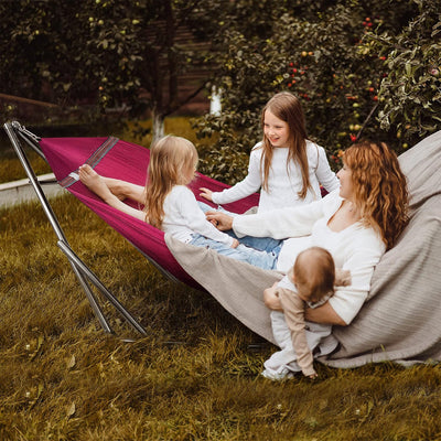 Tranquillo Universal 106" Double Hammock w/ Adjustable Stand and Bag, Red (Used) - VMInnovations