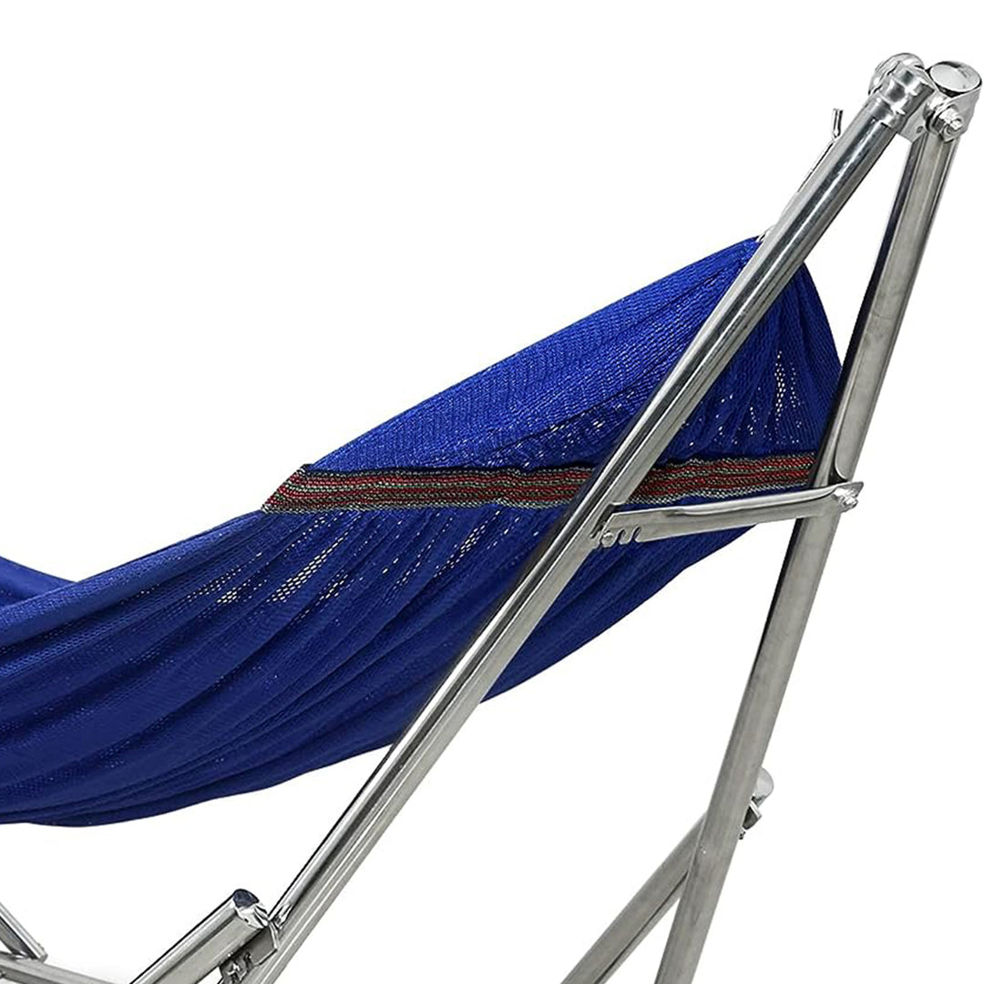 Tranquillo Universal 106" Double Hammock with Adjustable Stand and Bag, Blue