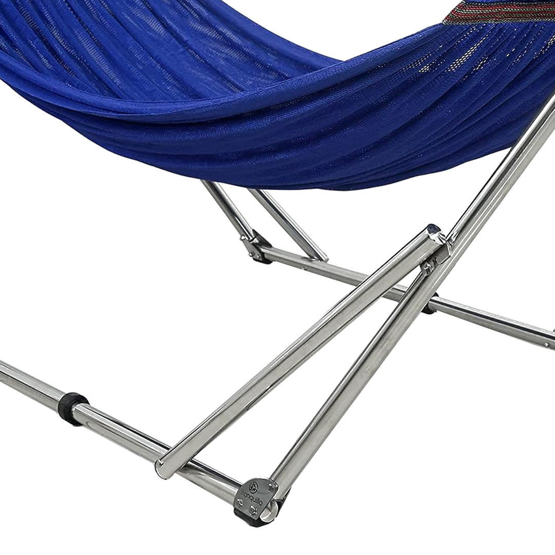 Tranquillo Universal 106" Double Hammock with Adjustable Stand and Bag, Blue