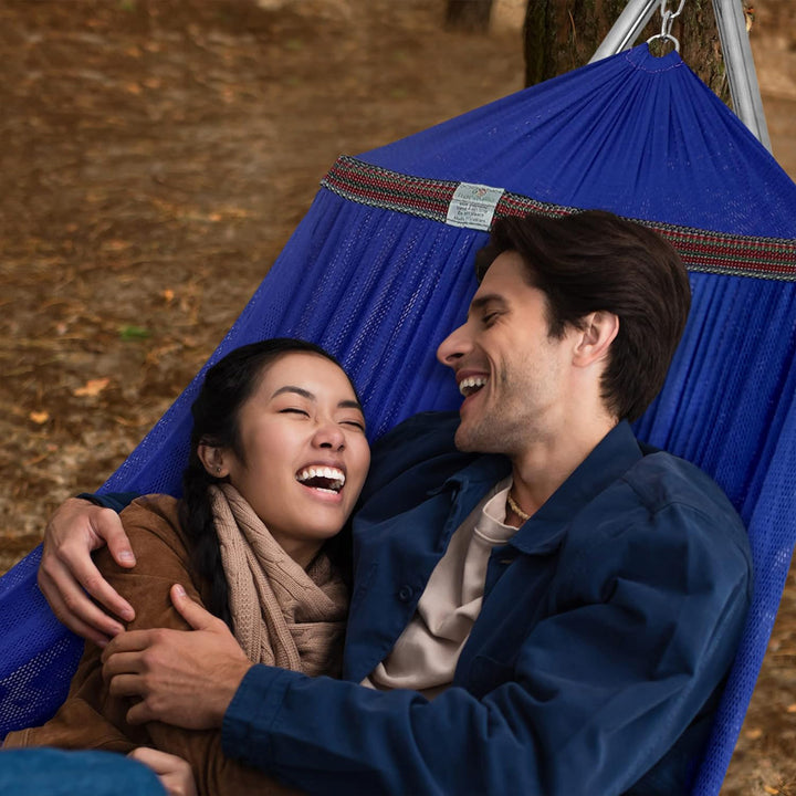 Tranquillo Universal 106" Double Hammock with Adjustable Stand and Bag, Blue