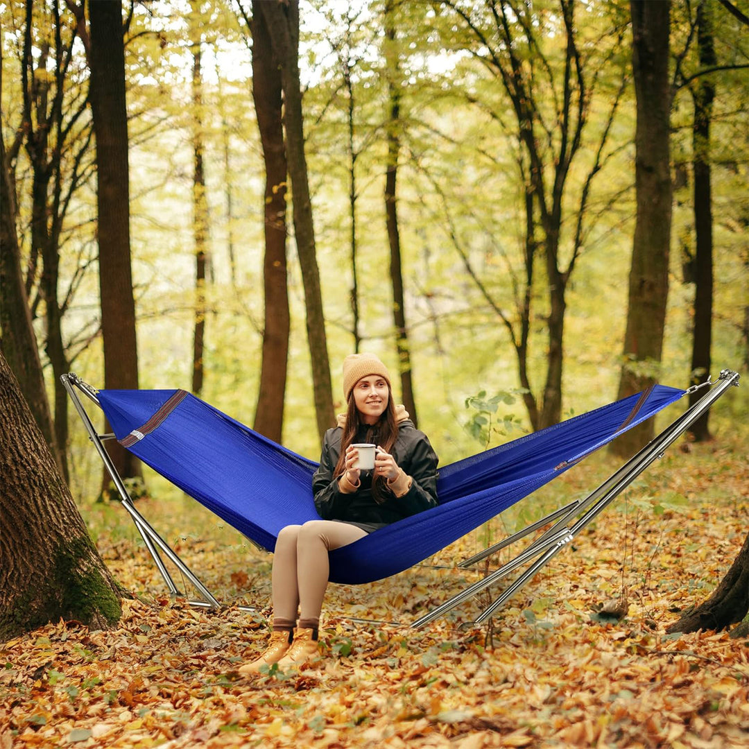 Tranquillo 106" Double Hammock with Adjustable Stand and Bag, Blue (Open Box) - VMInnovations