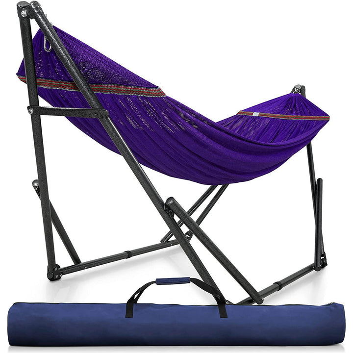 Tranquillo Universal 116" Double Hammock with Adjustable Stand and Bag, Purple