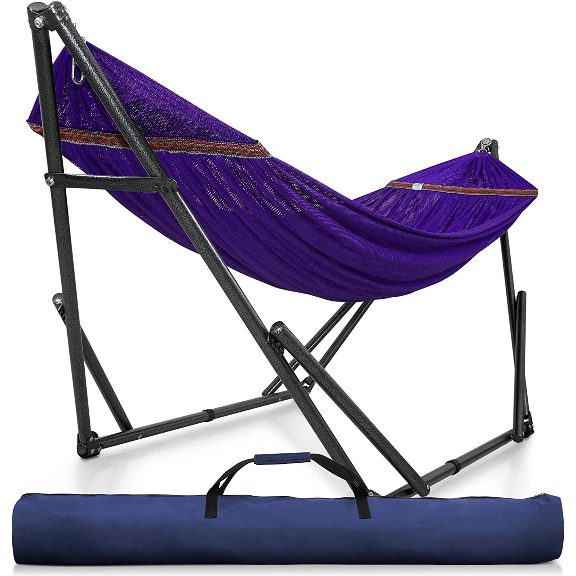 Tranquillo Universal 116" Double Hammock w/ Adj Stand & Bag, Purple(Open Box) - VMInnovations