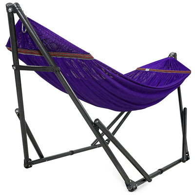 Tranquillo Universal 116" Double Hammock w/ Adj Stand & Bag, Purple(Open Box) - VMInnovations