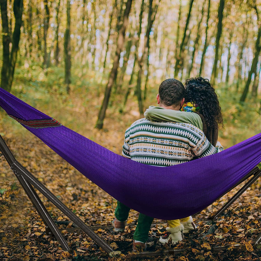 Tranquillo 116" Double Hammock with Adjustable Stand and Bag, Purple (Used) - VMInnovations