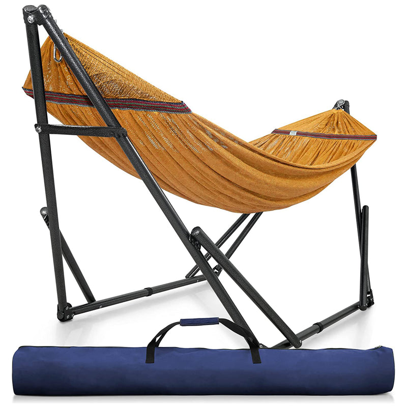 Tranquillo Universal 116" Double Hammock with Adjustable Stand and Bag, Yellow