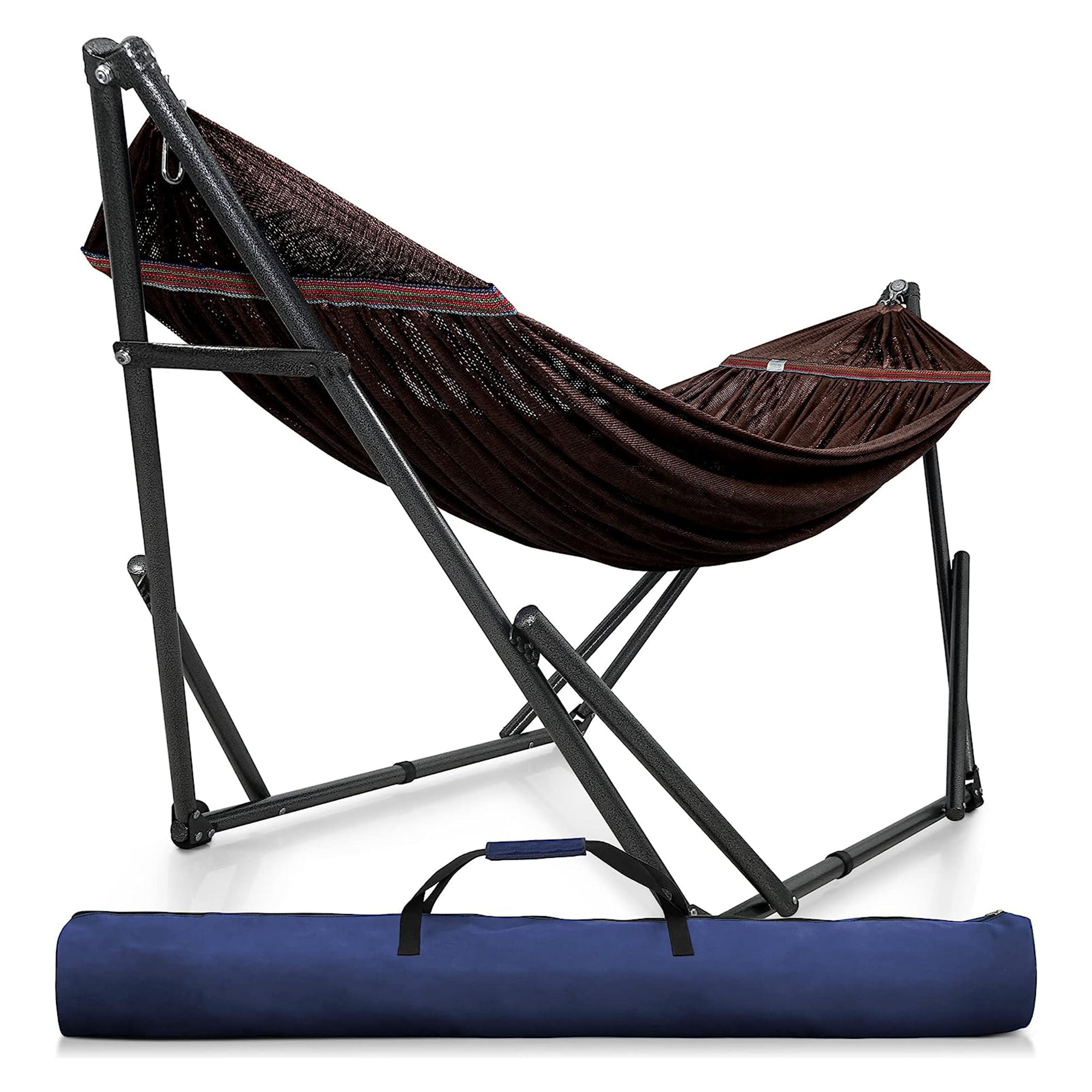 Tranquillo Universal 116" Double Hammock with Adjustable Stand and Bag, Brown