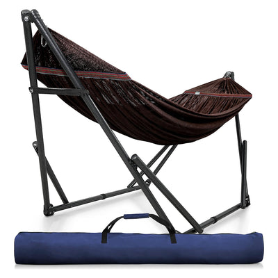 Tranquillo Universal 116" Double Hammock with Adjustable Stand and Bag, Brown
