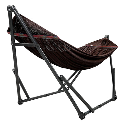 Tranquillo Universal 116" Double Hammock with Adjustable Stand and Bag, Brown