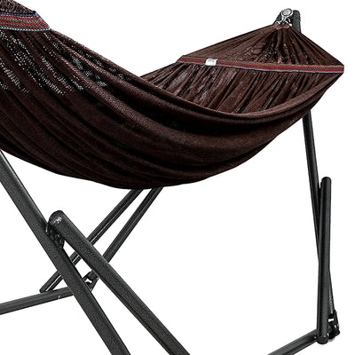 Tranquillo Universal 116" Double Hammock with Adjustable Stand and Bag, Brown