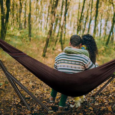 Tranquillo Universal 116" Double Hammock with Adjustable Stand and Bag, Brown