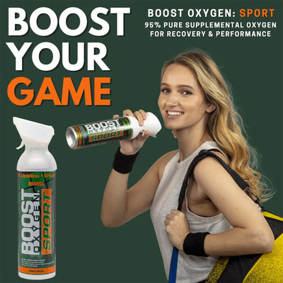 Boost Oxygen 10 Liter Canned Supplemental Oxygen Bottle with Mouthpiece, Orange