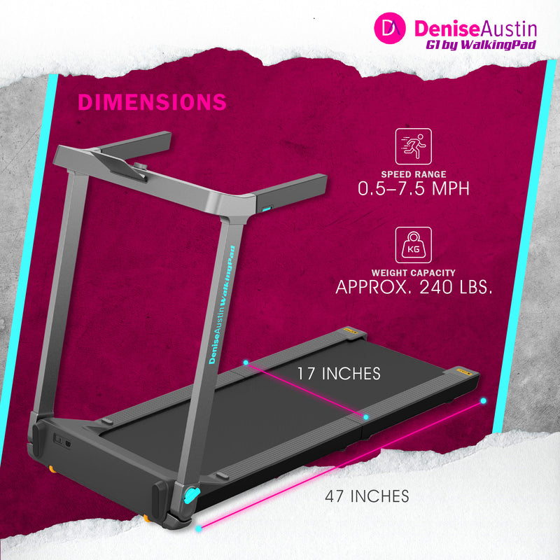 Denise Austin Foldable Treadmill for Small Spaces, 56.6"x29.3"x39.5" (Open Box)